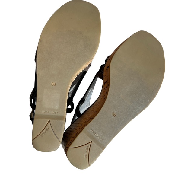 Prada Bamboo Cork Wedge Platform Sandals - Picture 8 of 9